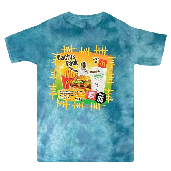 Travis Scott x McDonald's Cactus Jack Pack Vintage Bootleg T-shirt Blue Large